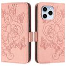 For Honor 60 SE 5G Embossed Rose RFID Anti-theft Leather Phone Case(Pink) - 2