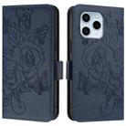 For Honor 60 SE 5G Embossed Rose RFID Anti-theft Leather Phone Case(Dark Blue) - 2