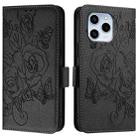 For Honor 60 SE 5G Embossed Rose RFID Anti-theft Leather Phone Case(Black) - 2