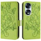 For Honor 70 5G Embossed Rose RFID Anti-theft Leather Phone Case(Green) - 2