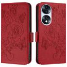 For Honor 70 5G Embossed Rose RFID Anti-theft Leather Phone Case(Red) - 2