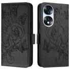 For Honor 70 5G Embossed Rose RFID Anti-theft Leather Phone Case(Black) - 2