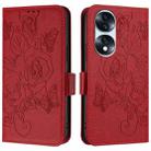 For Honor 70 Pro 5G Embossed Rose RFID Anti-theft Leather Phone Case(Red) - 2