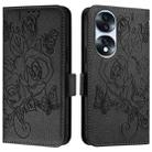 For Honor 70 Pro 5G Embossed Rose RFID Anti-theft Leather Phone Case(Black) - 2