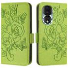 For Honor 80 5G Embossed Rose RFID Anti-theft Leather Phone Case(Green) - 2