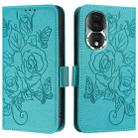 For Honor 80 5G Embossed Rose RFID Anti-theft Leather Phone Case(Light Blue) - 2