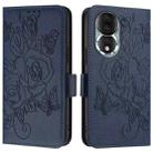 For Honor 80 5G Embossed Rose RFID Anti-theft Leather Phone Case(Dark Blue) - 2