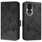 For Honor 80 5G Embossed Rose RFID Anti-theft Leather Phone Case(Black) - 2