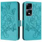 For Honor 80 GT 5G Embossed Rose RFID Anti-theft Leather Phone Case(Light Blue) - 2