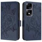 For Honor 80 GT 5G Embossed Rose RFID Anti-theft Leather Phone Case(Dark Blue) - 2