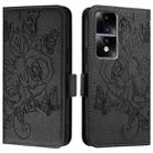 For Honor 80 GT 5G Embossed Rose RFID Anti-theft Leather Phone Case(Black) - 2