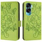 For Honor 90 Lite 5G / X50i 5G Embossed Rose RFID Anti-theft Leather Phone Case(Green) - 2