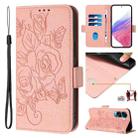 For Honor 90 Lite 5G / X50i 5G Embossed Rose RFID Anti-theft Leather Phone Case(Pink) - 1