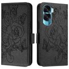 For Honor 90 Lite 5G / X50i 5G Embossed Rose RFID Anti-theft Leather Phone Case(Black) - 2