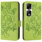 For Honor 90 Pro 5G Embossed Rose RFID Anti-theft Leather Phone Case(Green) - 2