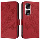 For Honor 90 Pro 5G Embossed Rose RFID Anti-theft Leather Phone Case(Red) - 2