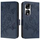 For Honor 90 Pro 5G Embossed Rose RFID Anti-theft Leather Phone Case(Dark Blue) - 2