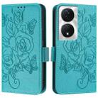 For Honor 90 Smart 5G / X7b 5G / 4G Embossed Rose RFID Anti-theft Leather Phone Case(Light Blue) - 2