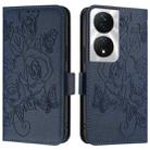 For Honor 90 Smart 5G / X7b 5G / 4G Embossed Rose RFID Anti-theft Leather Phone Case(Dark Blue) - 2