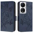 For Honor Play 50 Plus 5G Embossed Rose RFID Anti-theft Leather Phone Case(Dark Blue) - 2