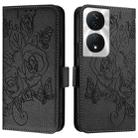 For Honor Play 50 Plus 5G Embossed Rose RFID Anti-theft Leather Phone Case(Black) - 2