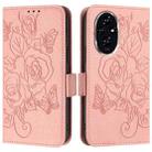 For Honor 200 Embossed Rose RFID Anti-theft Leather Phone Case(Pink) - 2