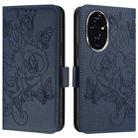 For Honor 200 Embossed Rose RFID Anti-theft Leather Phone Case(Dark Blue) - 2