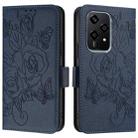For Honor 200 Lite Global Embossed Rose RFID Anti-theft Leather Phone Case(Dark Blue) - 2