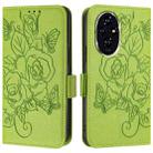 For Honor 200 Pro Embossed Rose RFID Anti-theft Leather Phone Case(Green) - 2