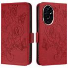 For Honor 200 Pro Embossed Rose RFID Anti-theft Leather Phone Case(Red) - 2