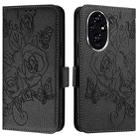 For Honor 200 Pro Embossed Rose RFID Anti-theft Leather Phone Case(Black) - 2