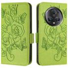 For Honor Magic5 Pro Embossed Rose RFID Anti-theft Leather Phone Case(Green) - 2