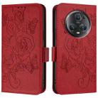 For Honor Magic5 Pro Embossed Rose RFID Anti-theft Leather Phone Case(Red) - 2