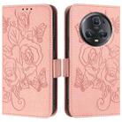 For Honor Magic5 Pro Embossed Rose RFID Anti-theft Leather Phone Case(Pink) - 2