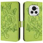 For Honor Magic6 5G Embossed Rose RFID Anti-theft Leather Phone Case(Green) - 2