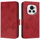 For Honor Magic6 5G Embossed Rose RFID Anti-theft Leather Phone Case(Red) - 2