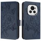 For Honor Magic6 5G Embossed Rose RFID Anti-theft Leather Phone Case(Dark Blue) - 2