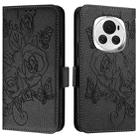 For Honor Magic6 5G Embossed Rose RFID Anti-theft Leather Phone Case(Black) - 2