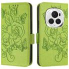 For Honor Magic6 Pro 5G Embossed Rose RFID Anti-theft Leather Phone Case(Green) - 2