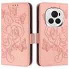 For Honor Magic6 Pro 5G Embossed Rose RFID Anti-theft Leather Phone Case(Pink) - 2