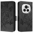 For Honor Magic6 Pro 5G Embossed Rose RFID Anti-theft Leather Phone Case(Black) - 2