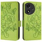 For Honor Play 50 Embossed Rose RFID Anti-theft Leather Phone Case(Green) - 2