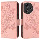 For Honor Play 50 Embossed Rose RFID Anti-theft Leather Phone Case(Pink) - 2