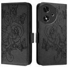 For Honor Play 50 Embossed Rose RFID Anti-theft Leather Phone Case(Black) - 2