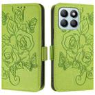 For Honor X6a 4G Embossed Rose RFID Anti-theft Leather Phone Case(Green) - 2