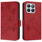 For Honor X6a 4G Embossed Rose RFID Anti-theft Leather Phone Case(Red) - 2