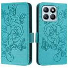 For Honor X6a 4G Embossed Rose RFID Anti-theft Leather Phone Case(Light Blue) - 2