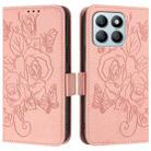 For Honor X6a 4G Embossed Rose RFID Anti-theft Leather Phone Case(Pink) - 2