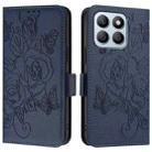 For Honor X6a 4G Embossed Rose RFID Anti-theft Leather Phone Case(Dark Blue) - 2