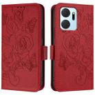 For Honor X7a 4G / Play 7T 5G Embossed Rose RFID Anti-theft Leather Phone Case(Red) - 2